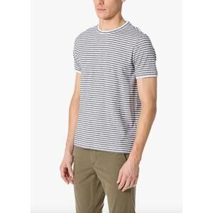 THEORY Men's Black White Rylee Stripe Layered Look Crew Neck Short Sleeve Tee M